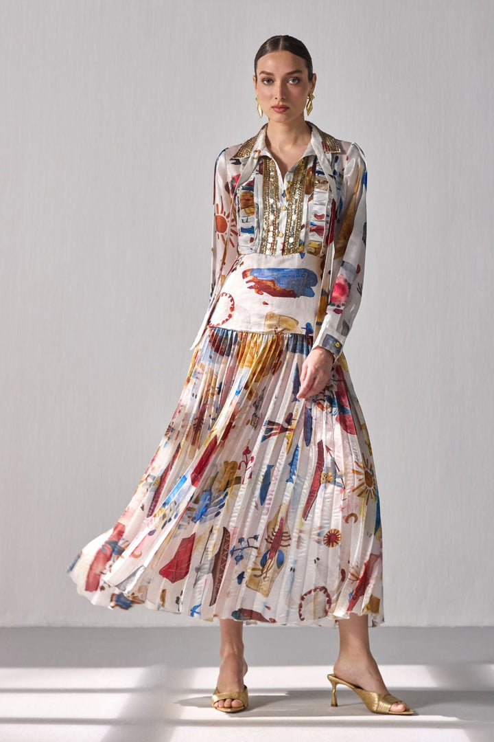 Bourbon Pleated Maxi Dress - ANI CLOTHING