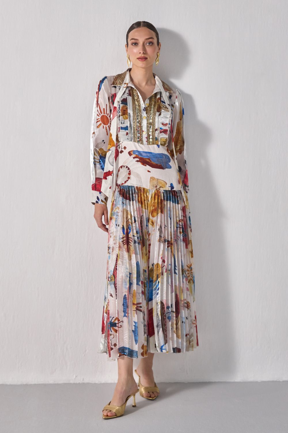 Bourbon Pleated Maxi Dress - ANI CLOTHING