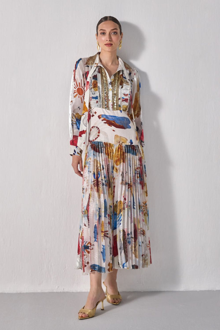 Bourbon Pleated Maxi Dress - ANI CLOTHING