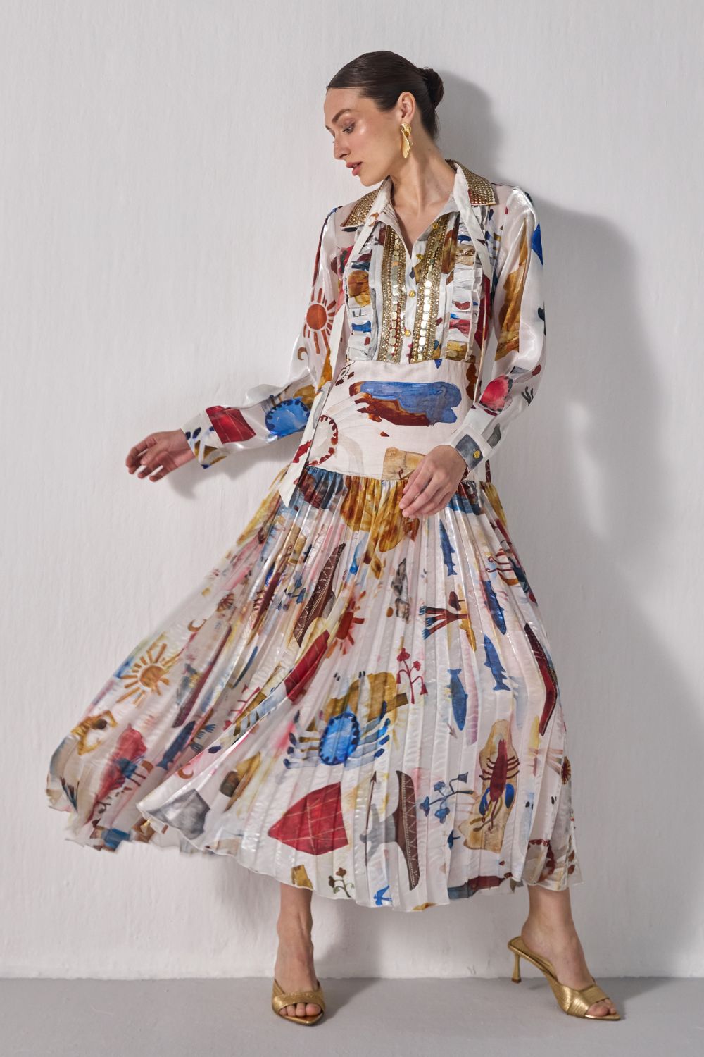 Bourbon Pleated Maxi Dress - ANI CLOTHING