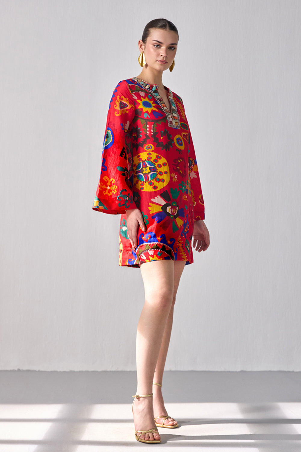 Kai Embellished Short Kaftan Dress