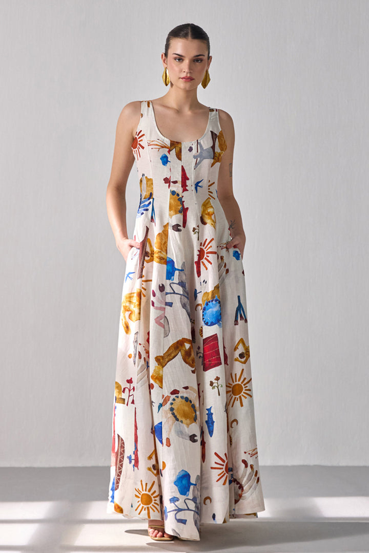 Bourbon Flared Maxi Dress - ANI CLOTHING