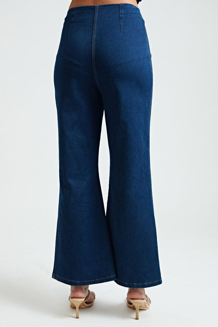 Denim Ruffle Co-ord Trousers - ANI CLOTHING
